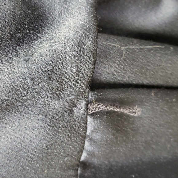 Vintage 80s Alison J. Satin Wrap Surplus Midi Dress Navy Long Sleeve XL VGUC - Picture 7 of 17